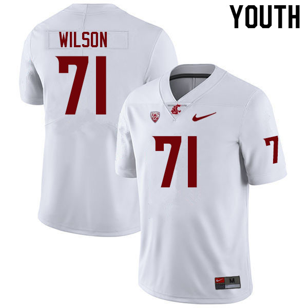 Youth #71 Jack Wilson Washington State Cougars College Football Jerseys Sale-White - Click Image to Close